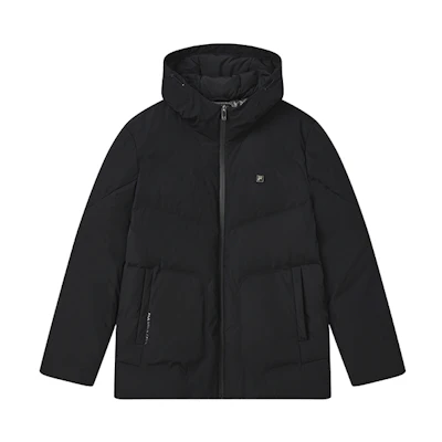 FILA Black Casual Windproof Down Jacket Long-Sleeve Warm Outerwear. F11M247909F-BK
