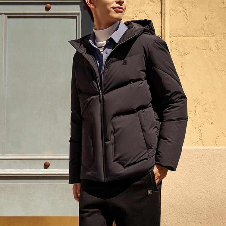 FILA  Black Casual Windproof Down Jacket Long-Sleeve Warm Outerwear. F11M247909F-BK 圖 5