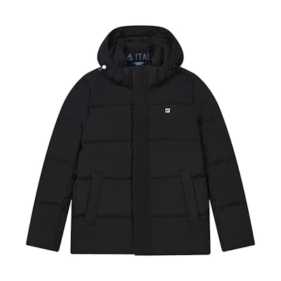 FILA Black Down Jacket with Logo Embroidery Casual Style. F11M248906F-BK
