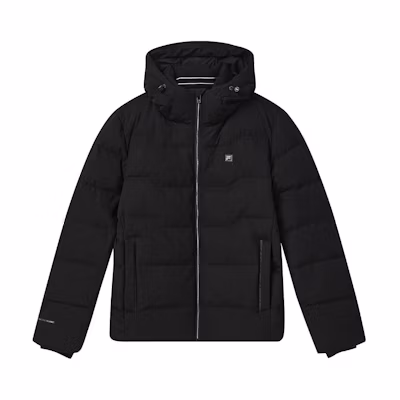 FILA Black Drawstring Zip-Up Hooded Down Jacket F51M247901F-BK