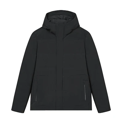 FILA Black Hooded Down Jacket - Sleek Casual Business Design. F11M342910F-BK
