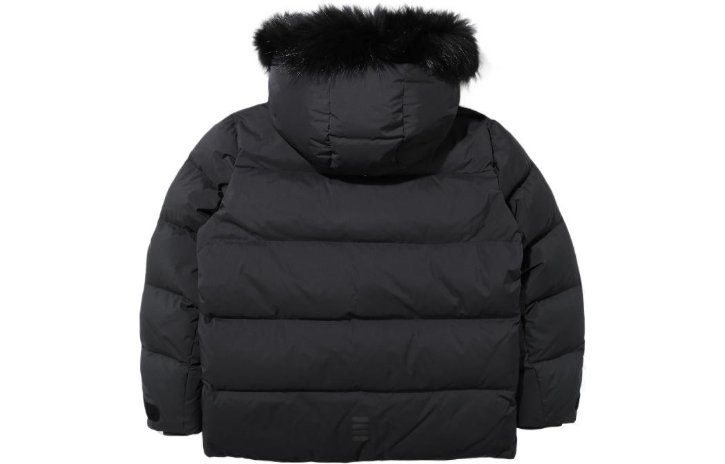 FILA  Black Hooded Down Jacket with Logo Letter Print and Patch Design. FS2DJD4201M-BLK 圖 3