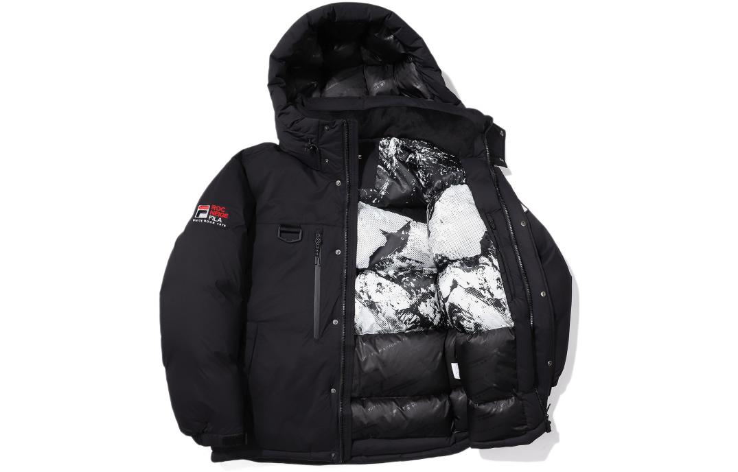 FILA  Black Hooded Down Jacket with Solid Color Logo Embroidery. FS2DJE4122X-BLK 圖 4