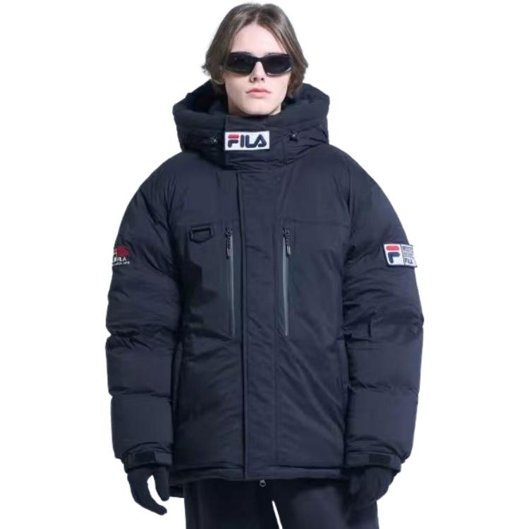 FILA  Black Hooded Down Jacket with Solid Color Logo Embroidery. FS2DJE4122X-BLK 圖 5
