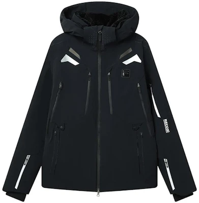FILA 黑色連帽滑雪外套拉鍊拼接設計 A11M146911F-BK Order FILA 黑色連帽滑雪外套拉鍊拼接設計 A11M146911F-BK