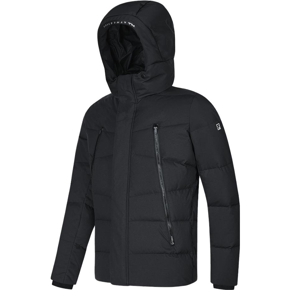 FILA  Black Hooded Windproof Down Jacket for Fitness and Sports. A11M341915F-BK