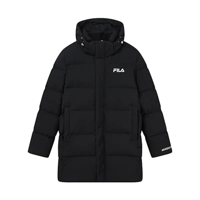 FILA Black Hooded Zip-Up Down Jacket Winter Warmth F51M249904ABK