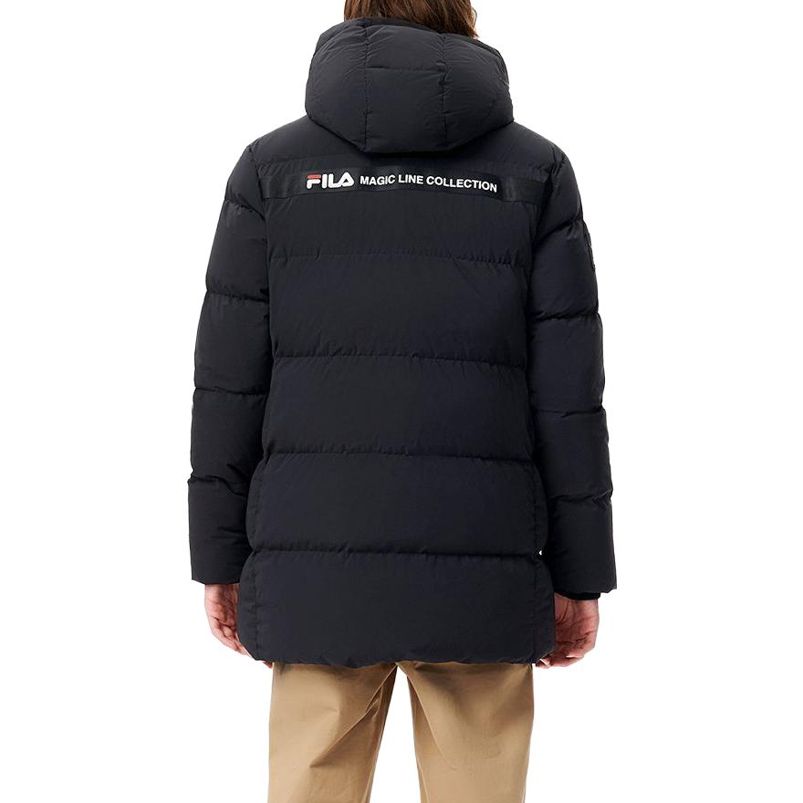 Shop FILA  Black Hooded Zip-Up Down Jacket Winter Warmth F51M249904ABK