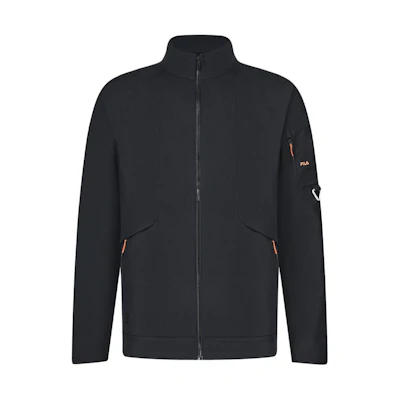FILA Black Letter Print High-Neck Sports Woven Jacket. A11M417709F-BK