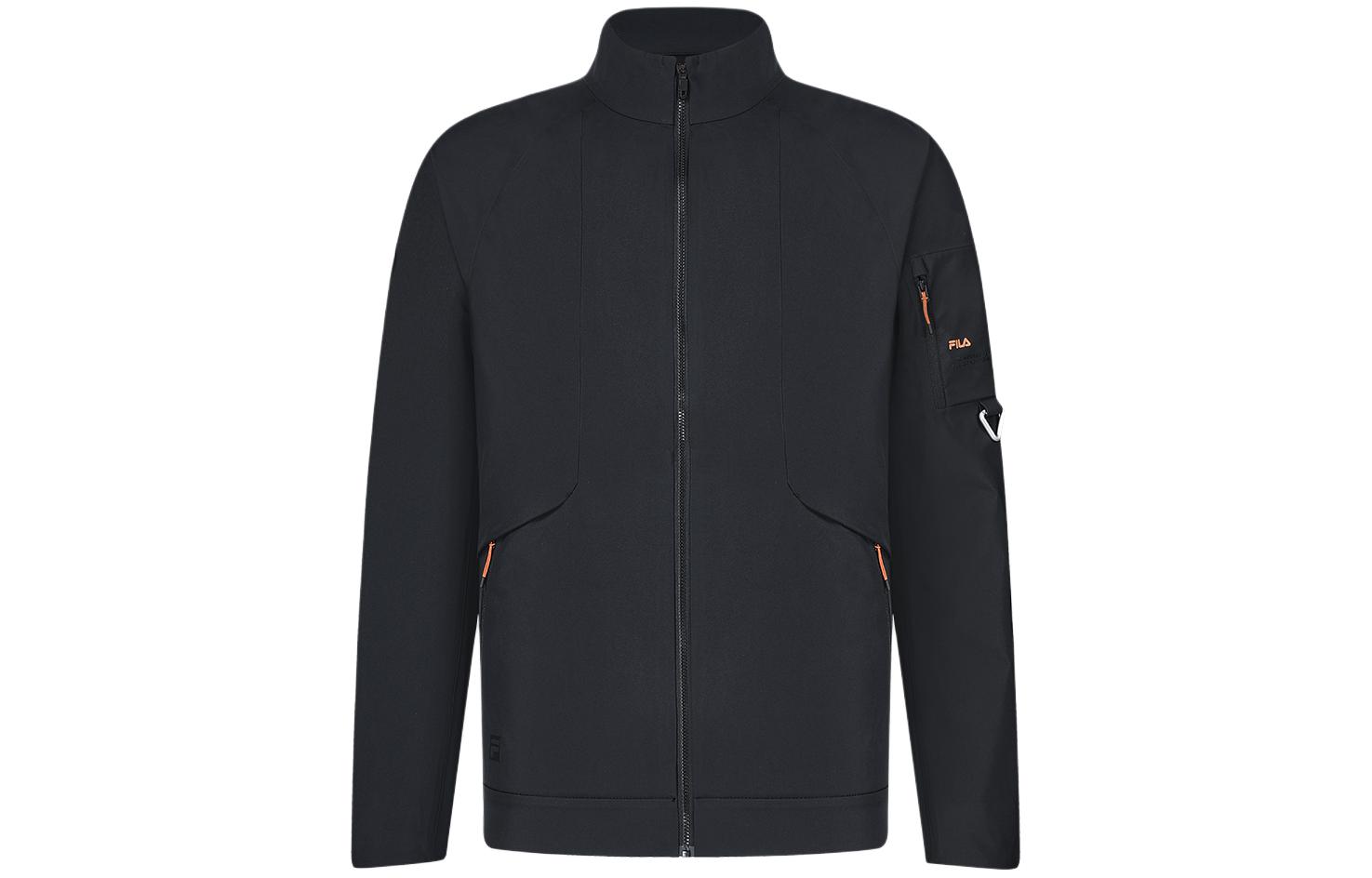 Order FILA Jaket Olahraga High-Neck Hitam dengan Cetak Huruf. A11M417709F-BK