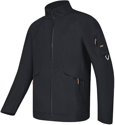 FILA Black Letter Print High-Neck Sports Woven Jacket. A11M417709F-BK Shop FILA Black Letter Print High-Neck Sports Woven Jacket. A11M417709F-BK