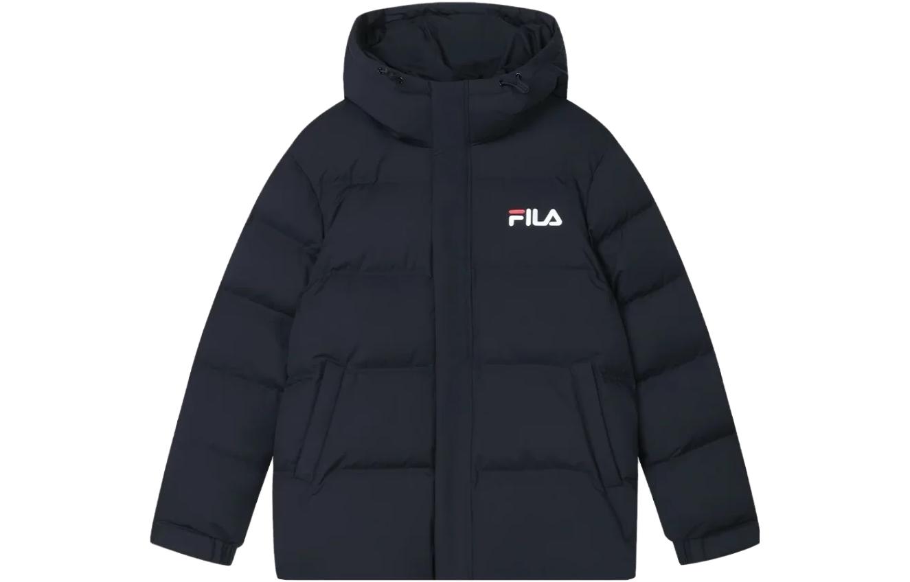 FILA  Black Logo Print Oversized Hooded Down Jacket F11M348915F-NV