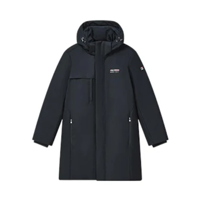 FILA Black Logo Zip-Up Down Jacket - Warm and Stylish. F11M241907F-NV