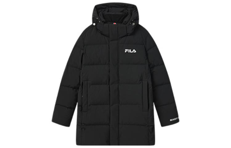 Order FILA  Black Long Down Jacket with Logo and Hood. F51M249904F-BK