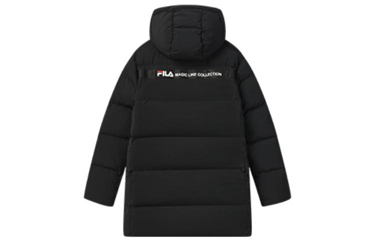Lookbook FILA  Black Long Down Jacket with Logo and Hood. F51M249904F-BK