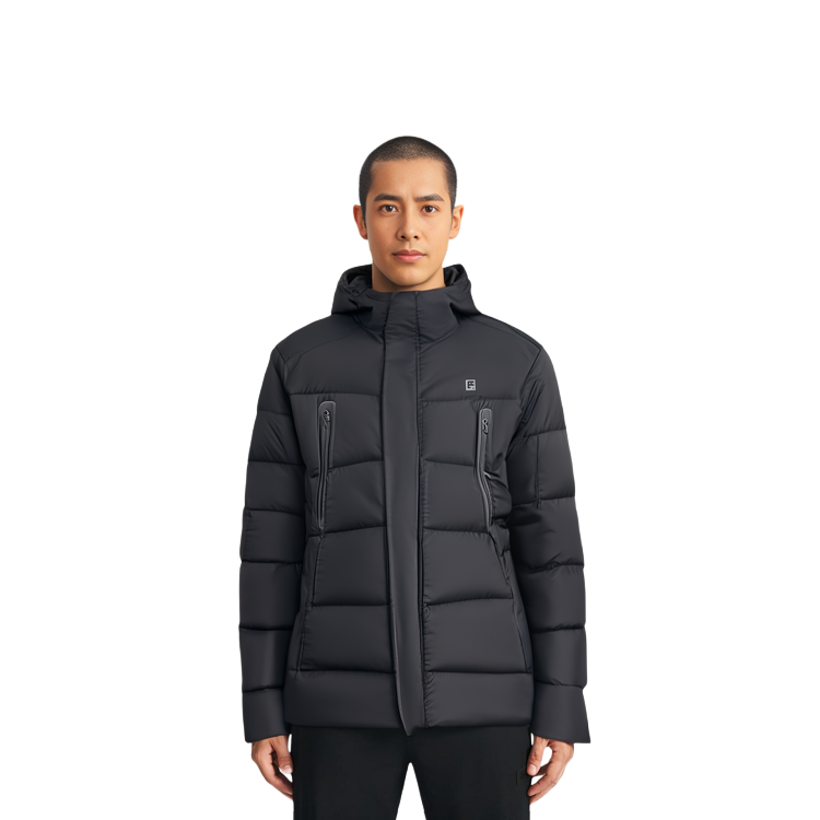 Sizing FILA 黑色長版健身羽絨連帽外套 A11M341906F-BK