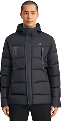 FILA 黑色長版健身羽絨連帽外套 A11M341906F-BK Sizing FILA 黑色長版健身羽絨連帽外套 A11M341906F-BK