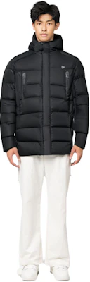 FILA 黑色長版健身羽絨連帽外套 A11M341906F-BK 2