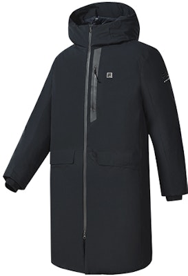 FILA Black Long Hooded Down Jacket - Casual Warm Winter Coat. A11M241914F-BK Buy FILA Black Long Hooded Down Jacket - Casual Warm Winter Coat. A11M241914F-BK