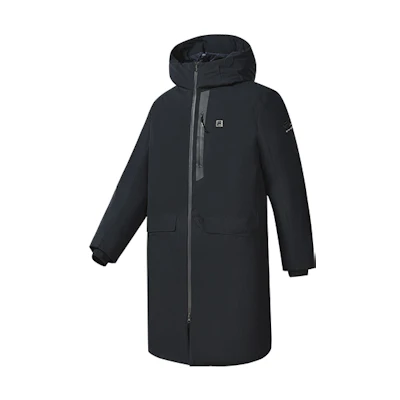 FILA Black Long Hooded Down Jacket - Casual Warm Winter Coat. A11M241914F-BK