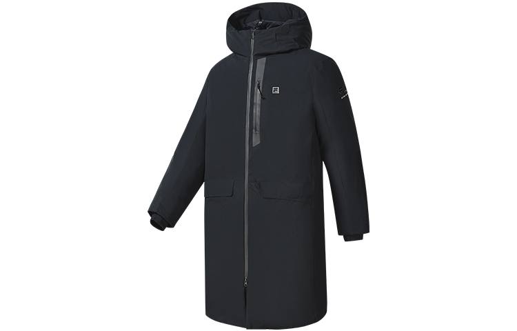 Order FILA  Black Long Hooded Down Jacket - Casual Warm Winter Coat. A11M241914F-BK