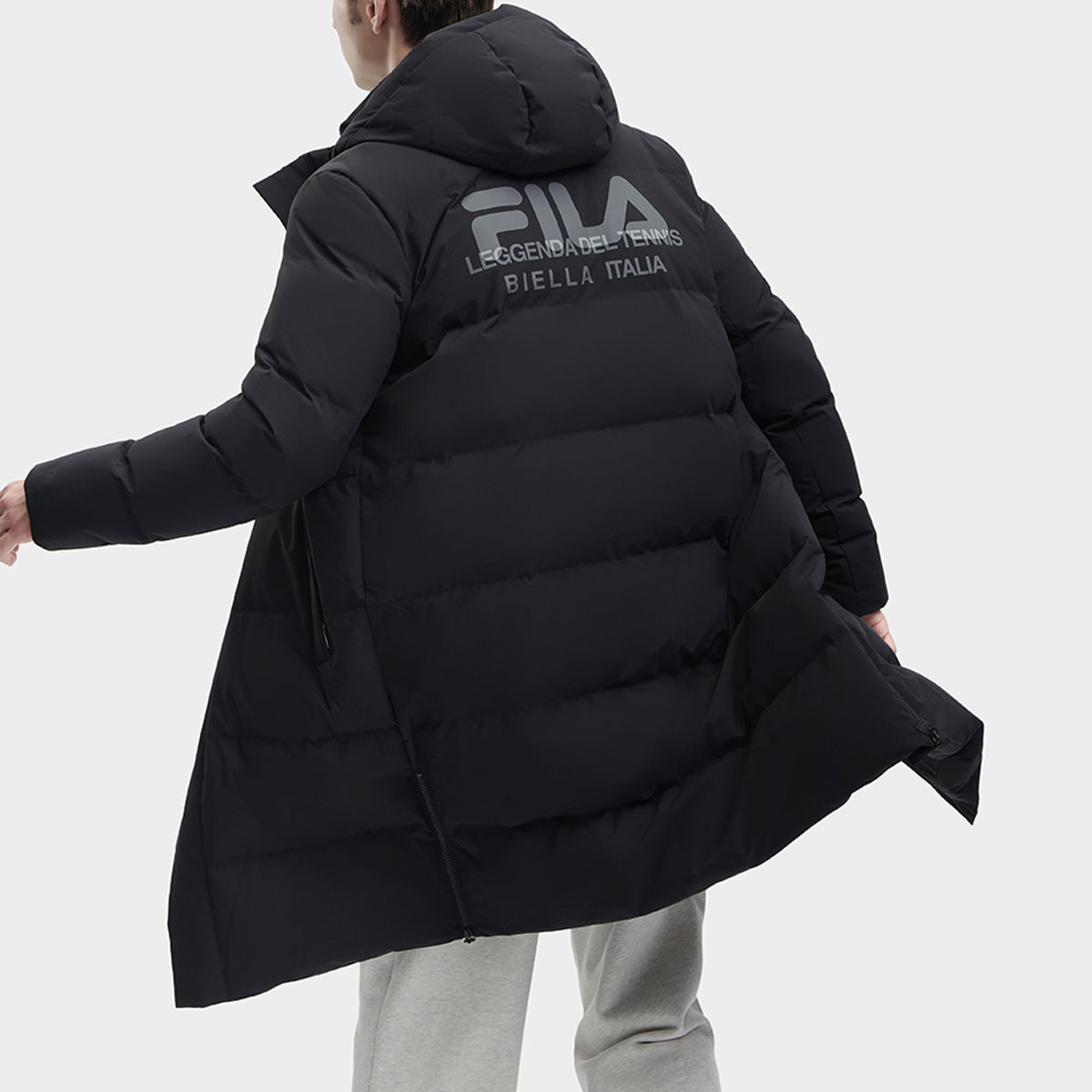 Purchase FILA 黑色連帽羽絨長外套 冬季印花Logo款式 F11M349907R-BK