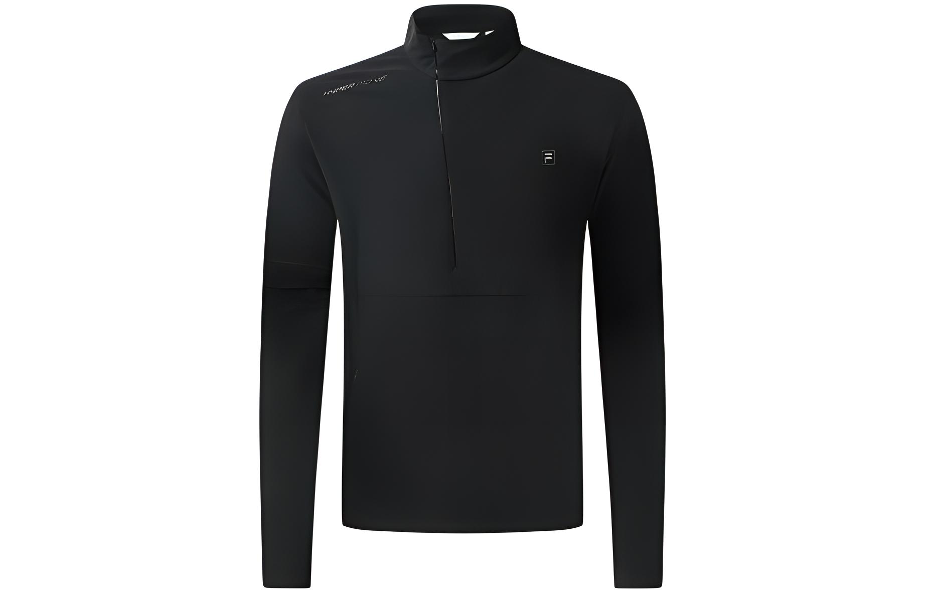 FILA  Black Long Sleeve Half-Zip High-Neck Outdoor Sports Shirt. A11M315701F-BK