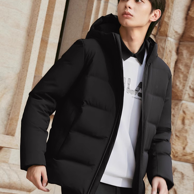 Cheap FILA  Black Mid-Length Puffer Down Jacket Casual Warm Outerwear. F11M342908F-BK