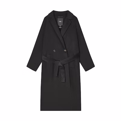 FILA Black Single Button Long Sleeve Solid Coat Jacket. F11M345701F-BK