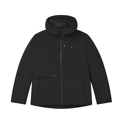 FILA Black Winter Down Jacket with Logo Hoodie Casual Style. F11M247911FBK