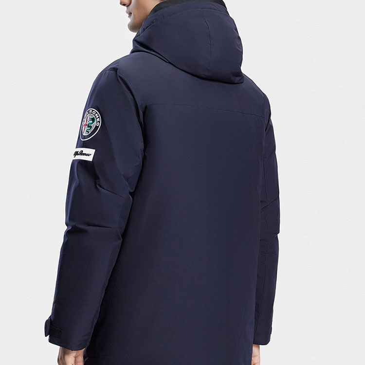 FILA  Blue Hooded Windproof Down Jacket with Letter Zipper Design. A11M346905F-NV 圖 4