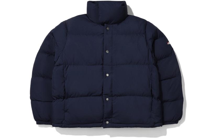 FILA  Blue Puffer Jacket with Logo Embroidery and Zipper FS2DJE4801X-INA