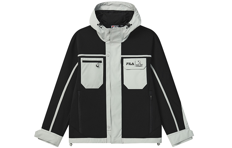 Order FILA  Casual Colorblock Loose Fit Knitted Hoodie Jacket - Black F11M249501F-BK