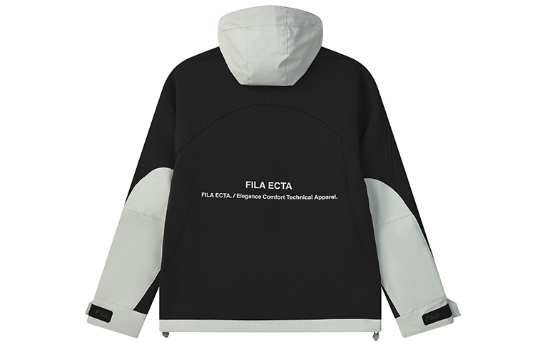 Lookbook FILA  Casual Colorblock Loose Fit Knitted Hoodie Jacket - Black F11M249501F-BK