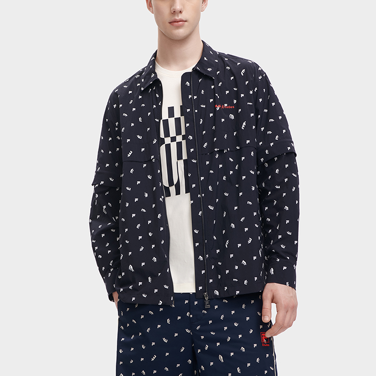 FILA  Casual Long-Sleeve Printed Woven Jacket Shirt with Turn-Down Collar F11M326703F-ZA 圖 4