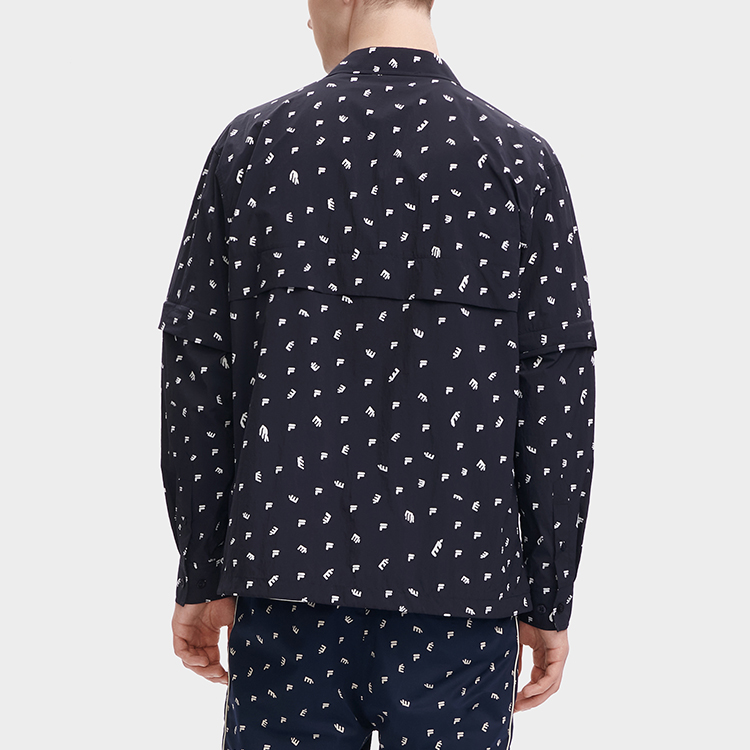 FILA  Casual Long-Sleeve Printed Woven Jacket Shirt with Turn-Down Collar F11M326703F-ZA 圖 6