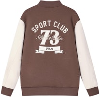 FILA Colorblock Casual Knit Baseball Jacket in Yogurt Brown. F11M419501F-BN FILA Colorblock Casual Knit Baseball Jacket in Yogurt Brown. F11M419501F-BN