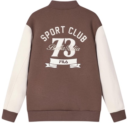 FILA 拼色休闲针织棒球夹克 酸奶棕色. F11M419501F-BN Buy FILA 拼色休闲针织棒球夹克 酸奶棕色. F11M419501F-BN