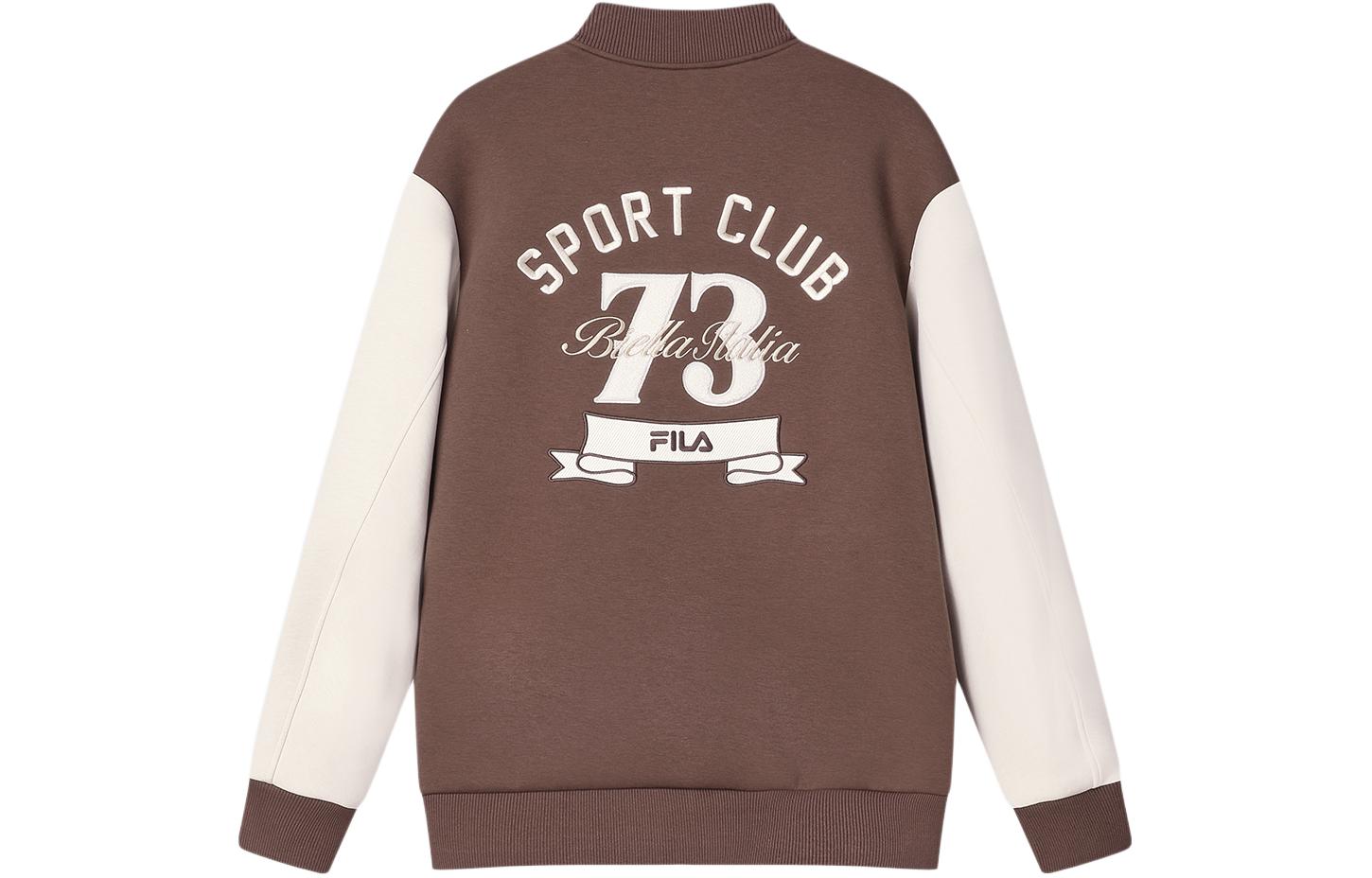 Order FILA 拼色休闲针织棒球夹克 酸奶棕色. F11M419501F-BN