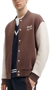FILA 拼色休闲针织棒球夹克 酸奶棕色. F11M419501F-BN Purchase FILA 拼色休闲针织棒球夹克 酸奶棕色. F11M419501F-BN