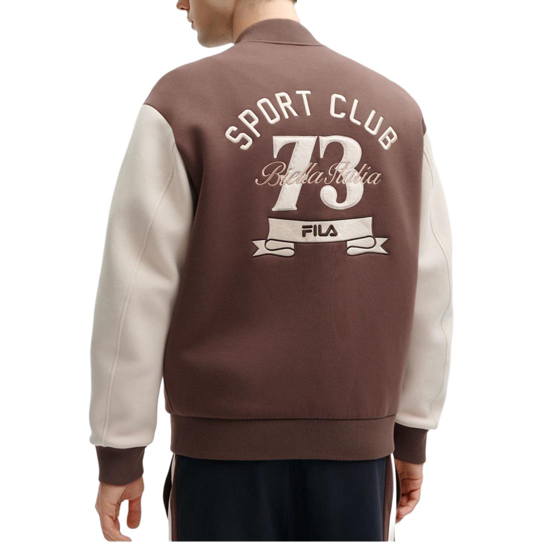 Details for FILA 拼色休闲针织棒球夹克 酸奶棕色. F11M419501F-BN