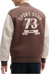 FILA 拼色休闲针织棒球夹克 酸奶棕色. F11M419501F-BN Details for FILA 拼色休闲针织棒球夹克 酸奶棕色. F11M419501F-BN