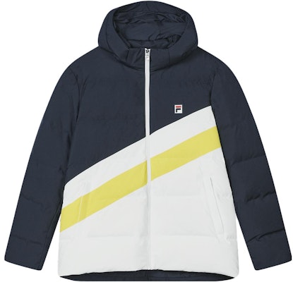 FILA 拼色連帽羽絨外套 - 傳奇藍,休閒保暖款式。 F11M349913F-NV Order FILA 拼色連帽羽絨外套 - 傳奇藍,休閒保暖款式。 F11M349913F-NV