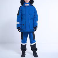 Purchase FILA 拼接配色刺繡標誌羽絨外套 - 藍色。 FS2DJE4121X-DBU