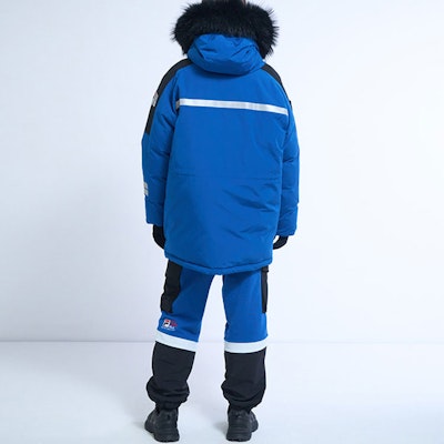 FILA Colorblock Logo Embroidered Down Jacket - Blue. FS2DJE4121X-DBU Details for FILA Colorblock Logo Embroidered Down Jacket - Blue. FS2DJE4121X-DBU