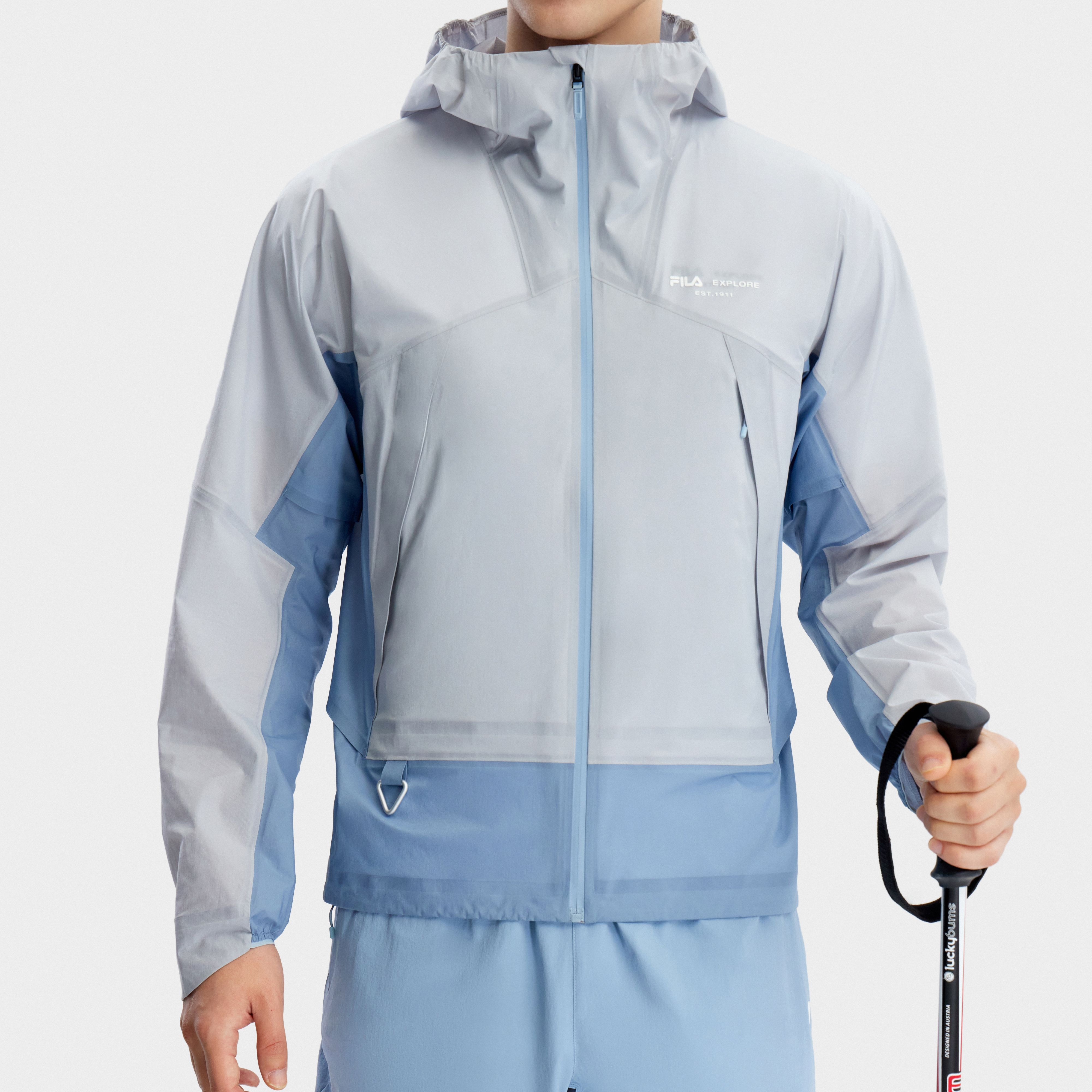 FILA  Colorblock Windproof Outdoor Sports Woven Hoodie Dusty Gray Blue A11M327704F-GY 圖 4