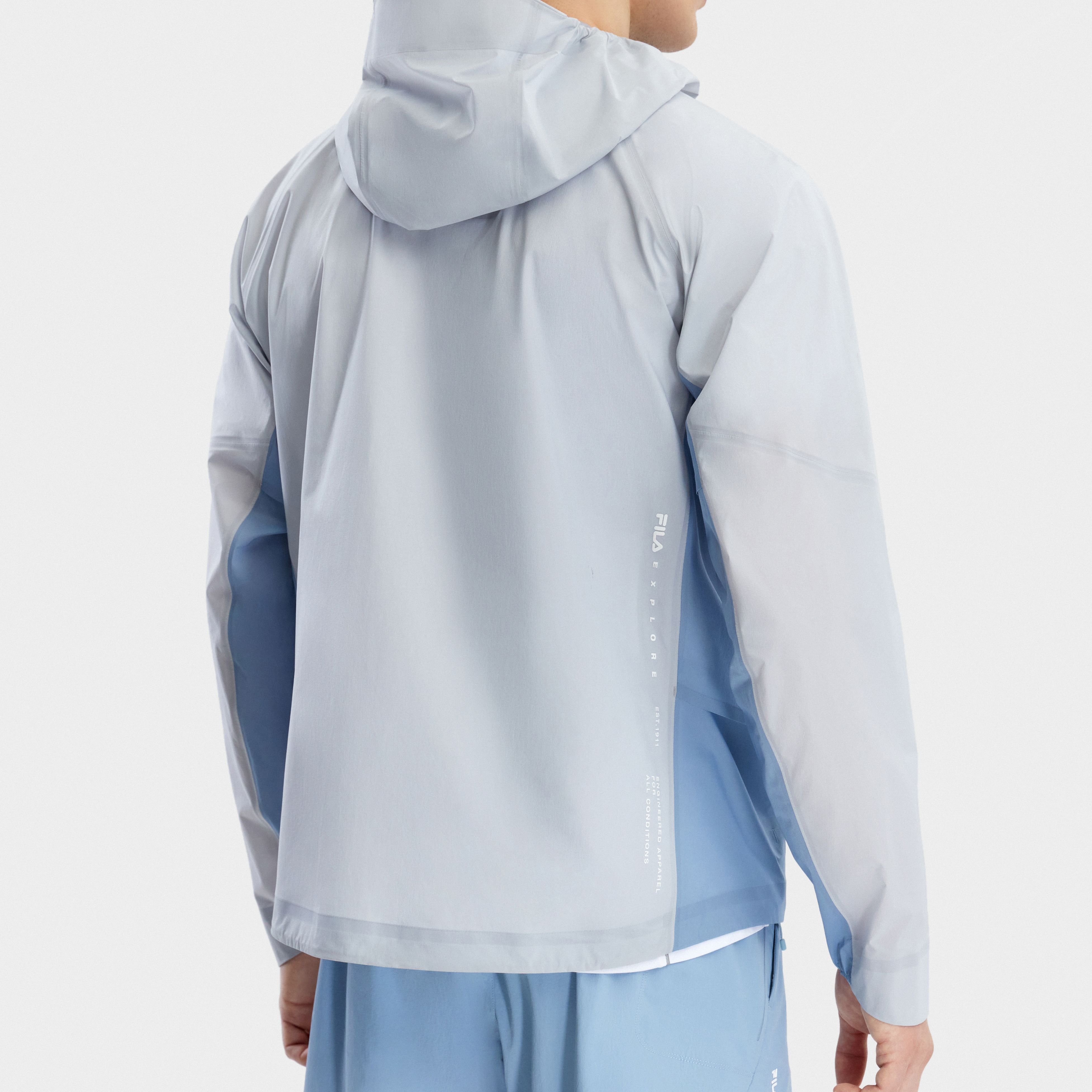 FILA  Colorblock Windproof Outdoor Sports Woven Hoodie Dusty Gray Blue A11M327704F-GY 圖 5