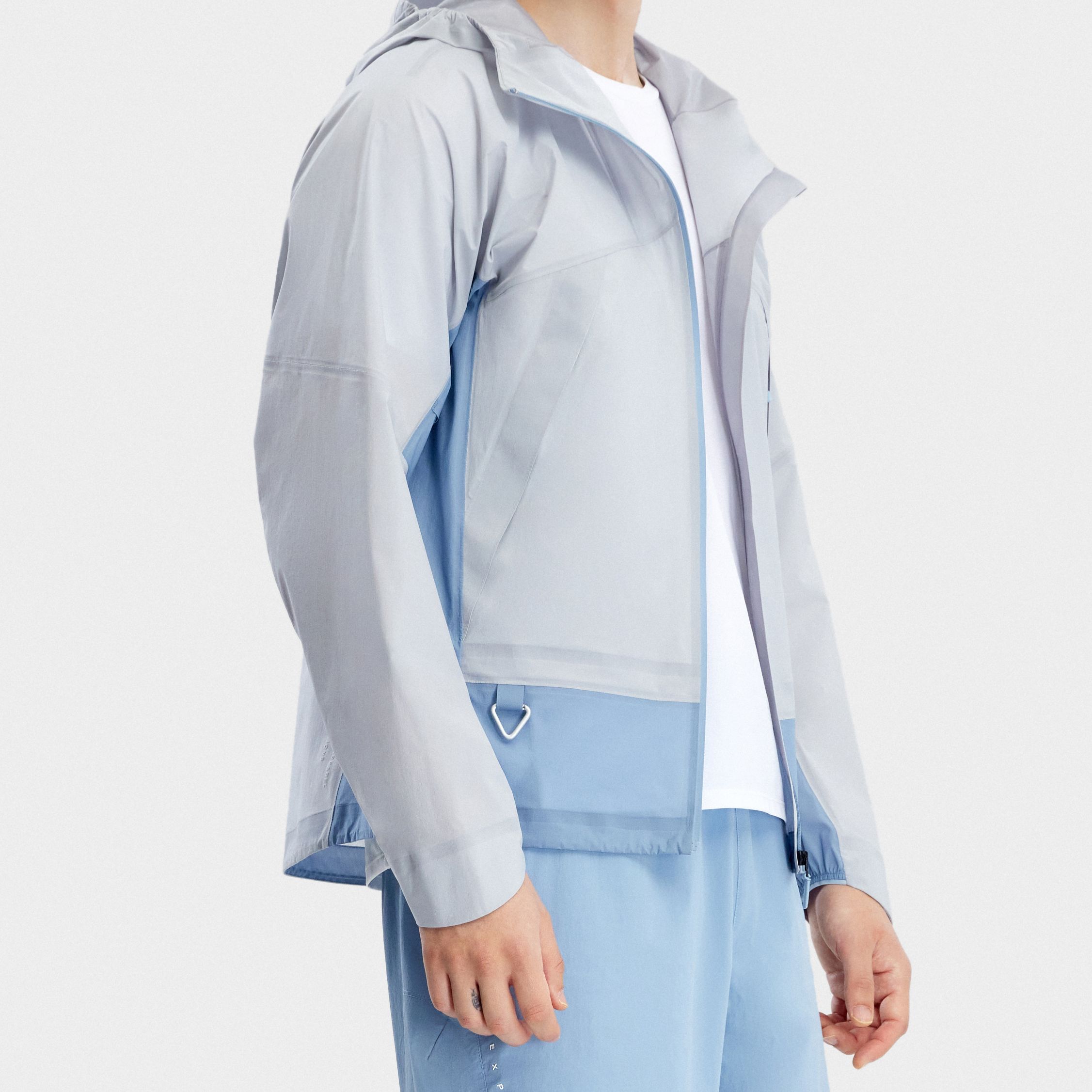 FILA  Colorblock Windproof Outdoor Sports Woven Hoodie Dusty Gray Blue A11M327704F-GY 圖 6