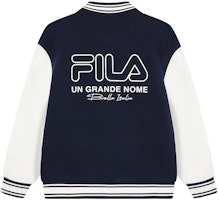 FILA コントラストカラー ニットベースボールジャケット ディープネイビー. F11M349501R-DB Lookbook FILA コントラストカラー ニットベースボールジャケット ディープネイビー. F11M349501R-DB