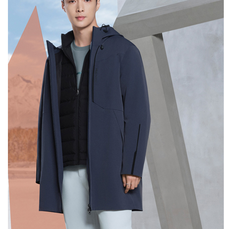 FILA  Dark Blue Hooded Printed Fashion Down Jacket Two-Piece Set. F11M247908F-NV 圖 4